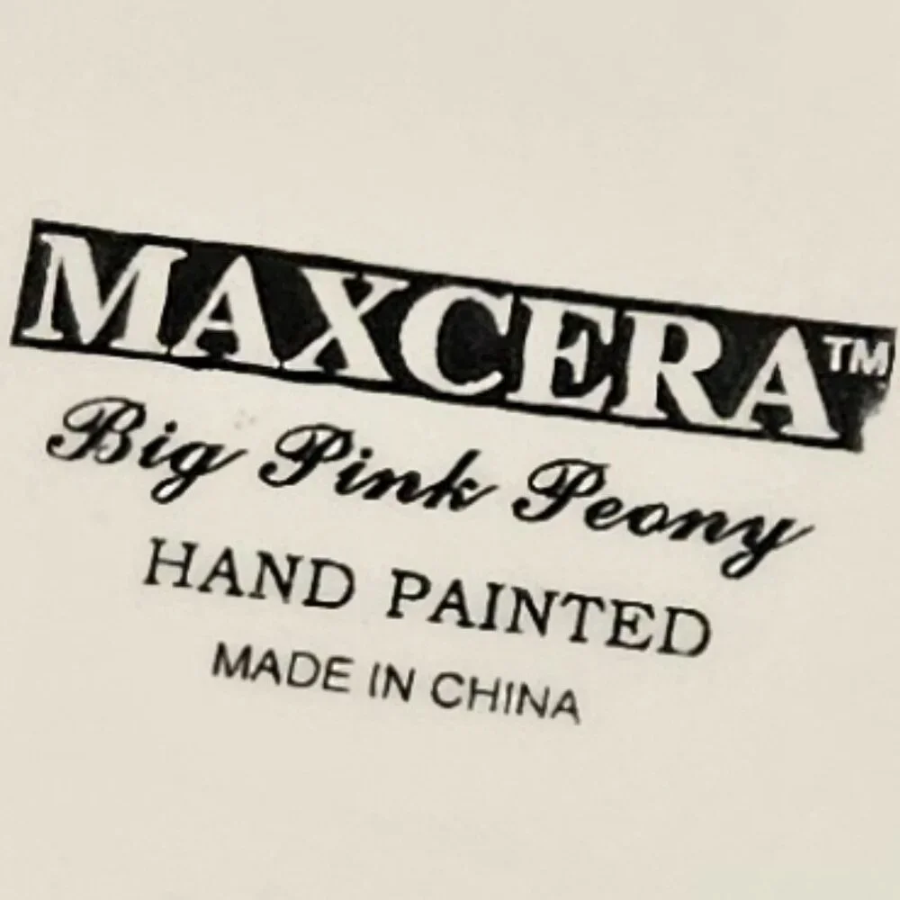 MAXCERA “Big Pink Peony” Hand Painted 10-1/2” Dinner Plate